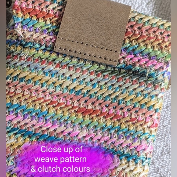 🎉 Weaved style clutch, BNWOT shoulder, phone purse, vivid multi color pattern - Picture 6 of 10